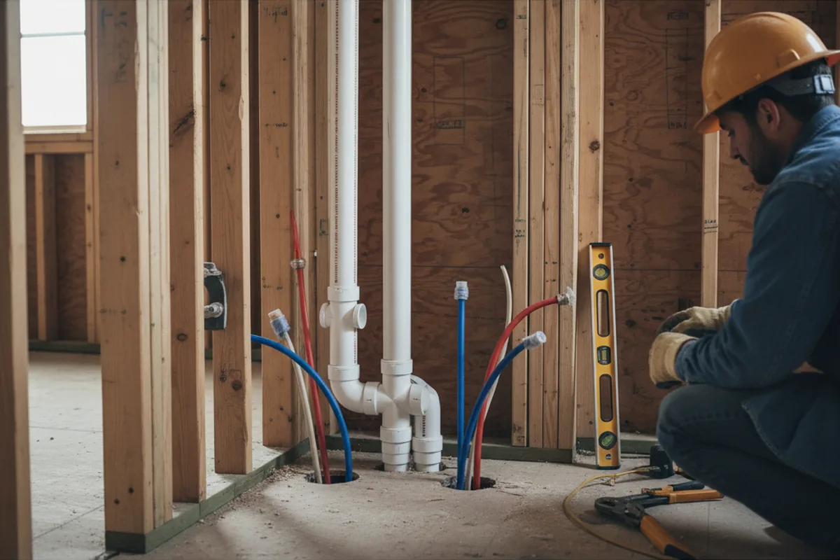 Drain and supply rough-in during Drain Cleaning in Saint James